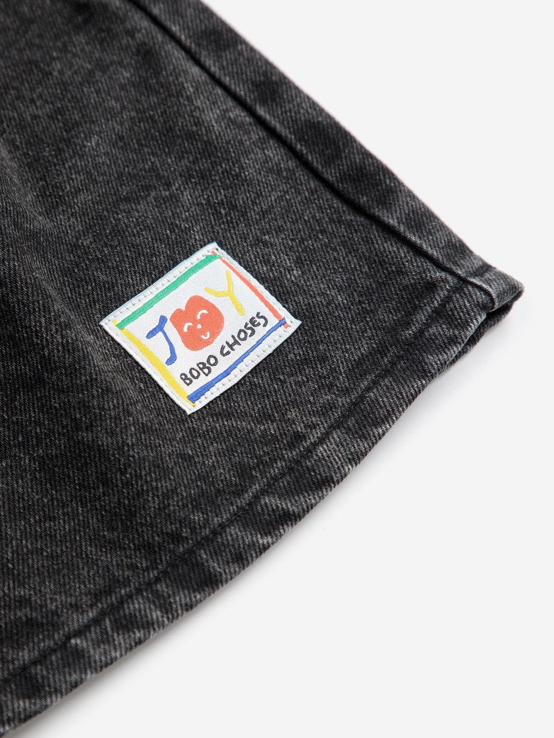 Smiling Black Denim Bermuda Shorts