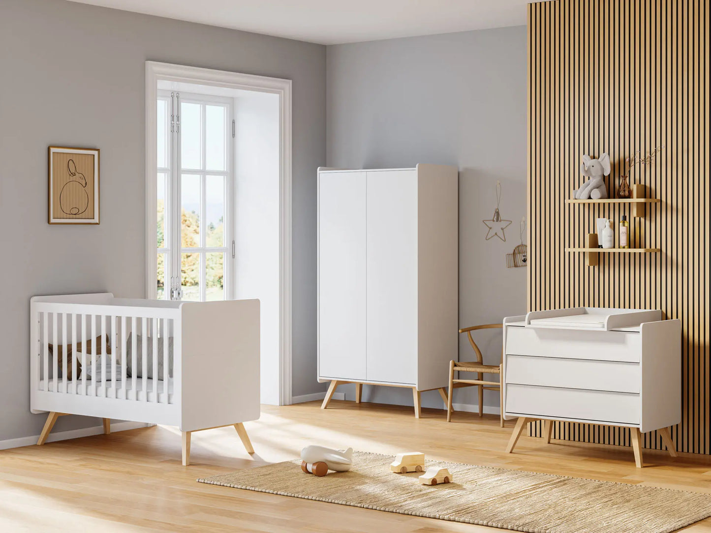 Vintage Cot Bed 70x140cm - White/Oak