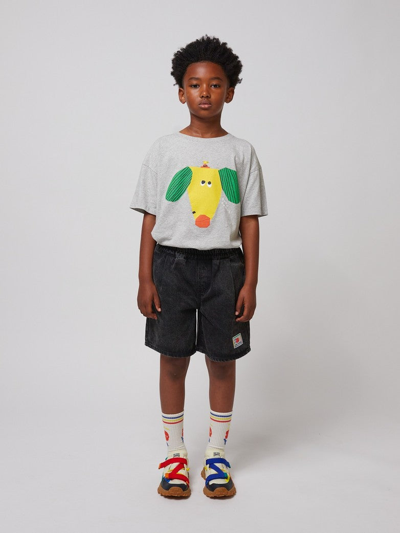 Smiling Black Denim Bermuda Shorts