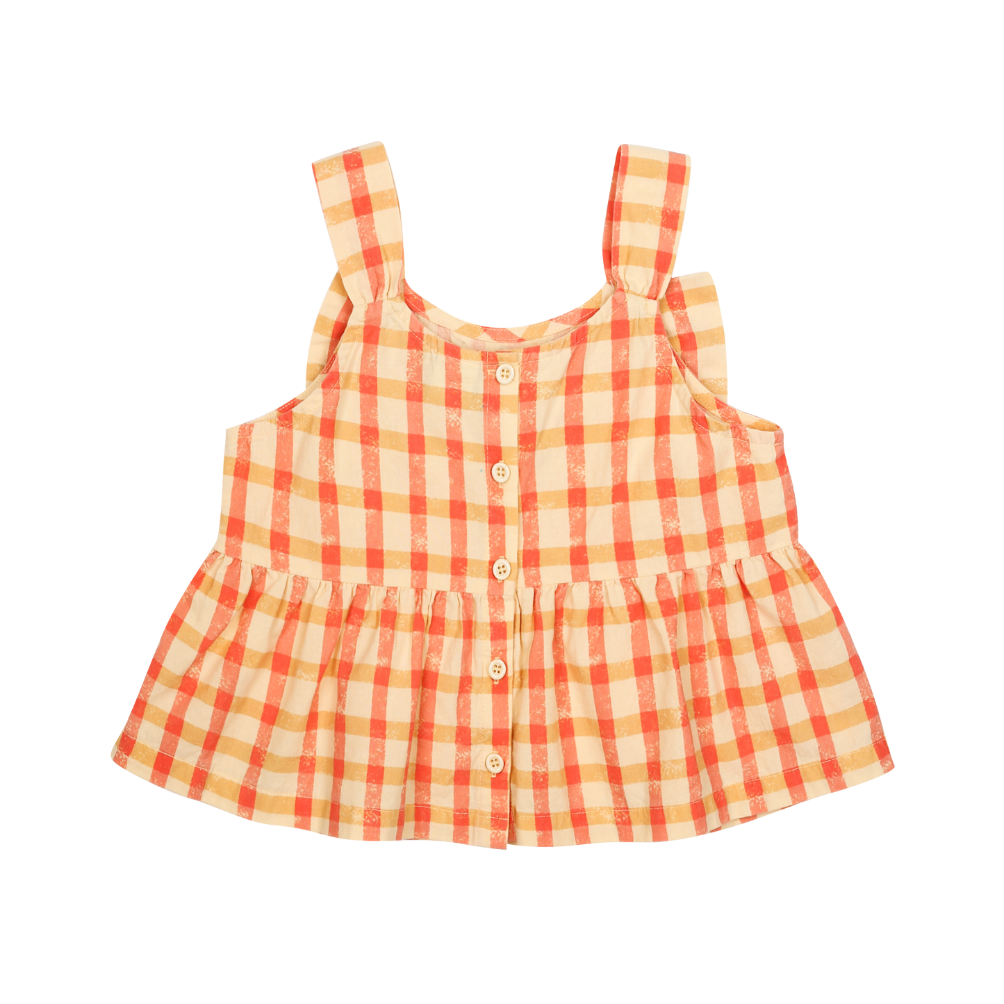 Checked Ribbon Sleeveless Blouse