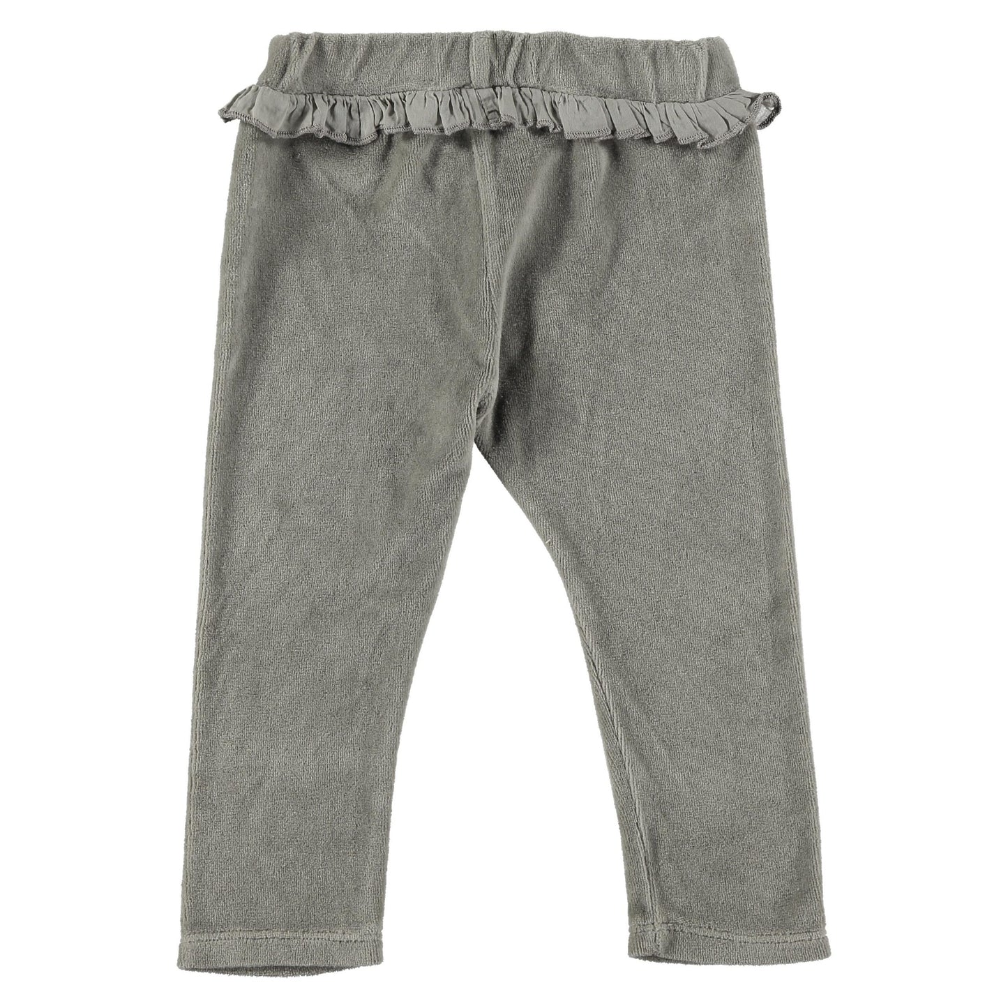 Velvet Ruffle Leggings - Stone Grey