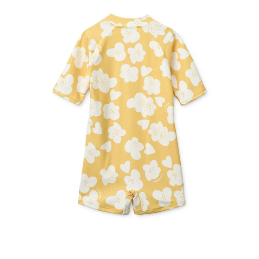 Max Printed Swim Jumpsuit - Flower / Lemon Yellow