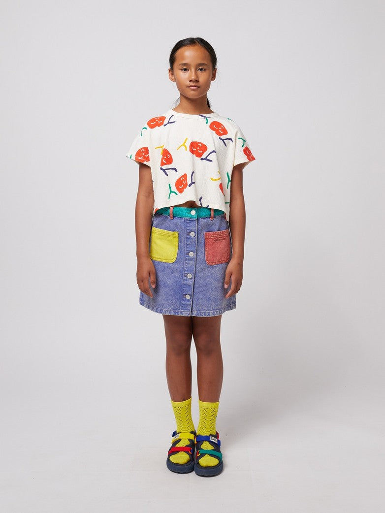 Color Block Denim Skirt