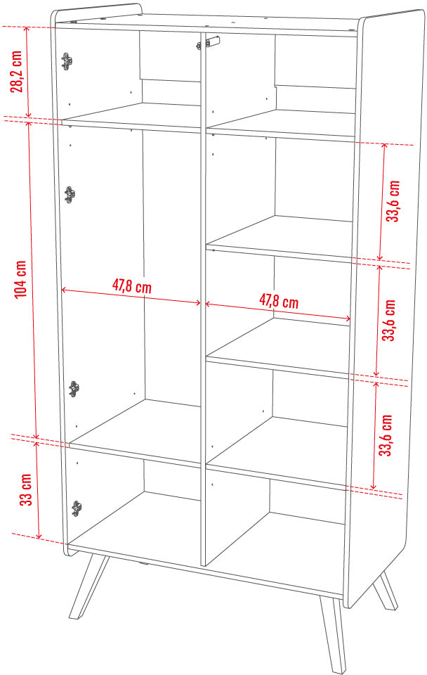 Vintage 2-Door Wardrobe - Oak