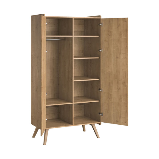 Vintage 2-Door Wardrobe - Oak