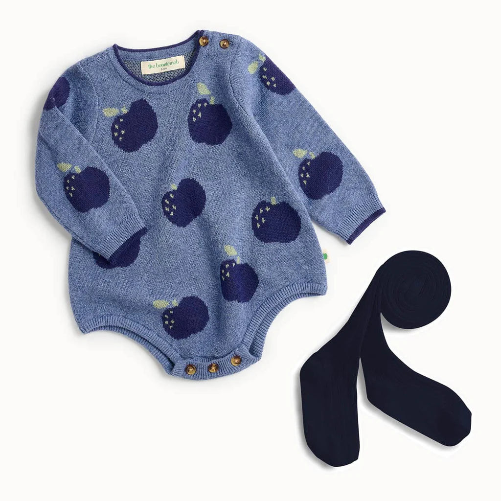 Apple Knit Baby Set - Dusty Blue