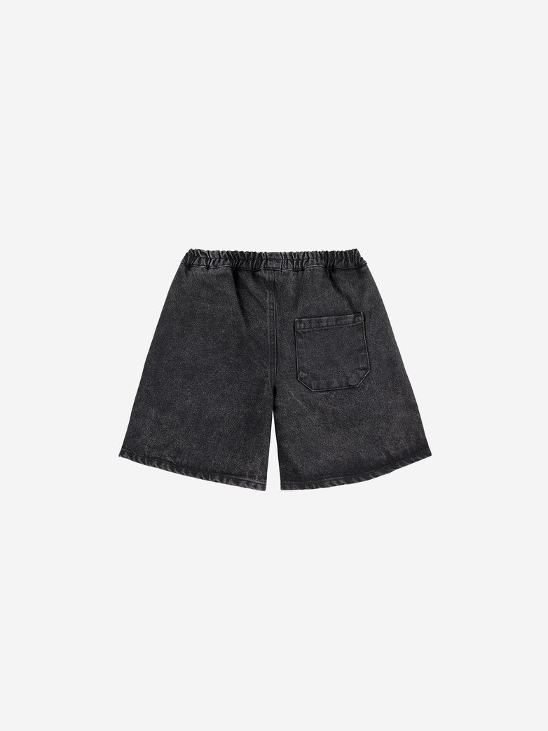 Smiling Black Denim Bermuda Shorts