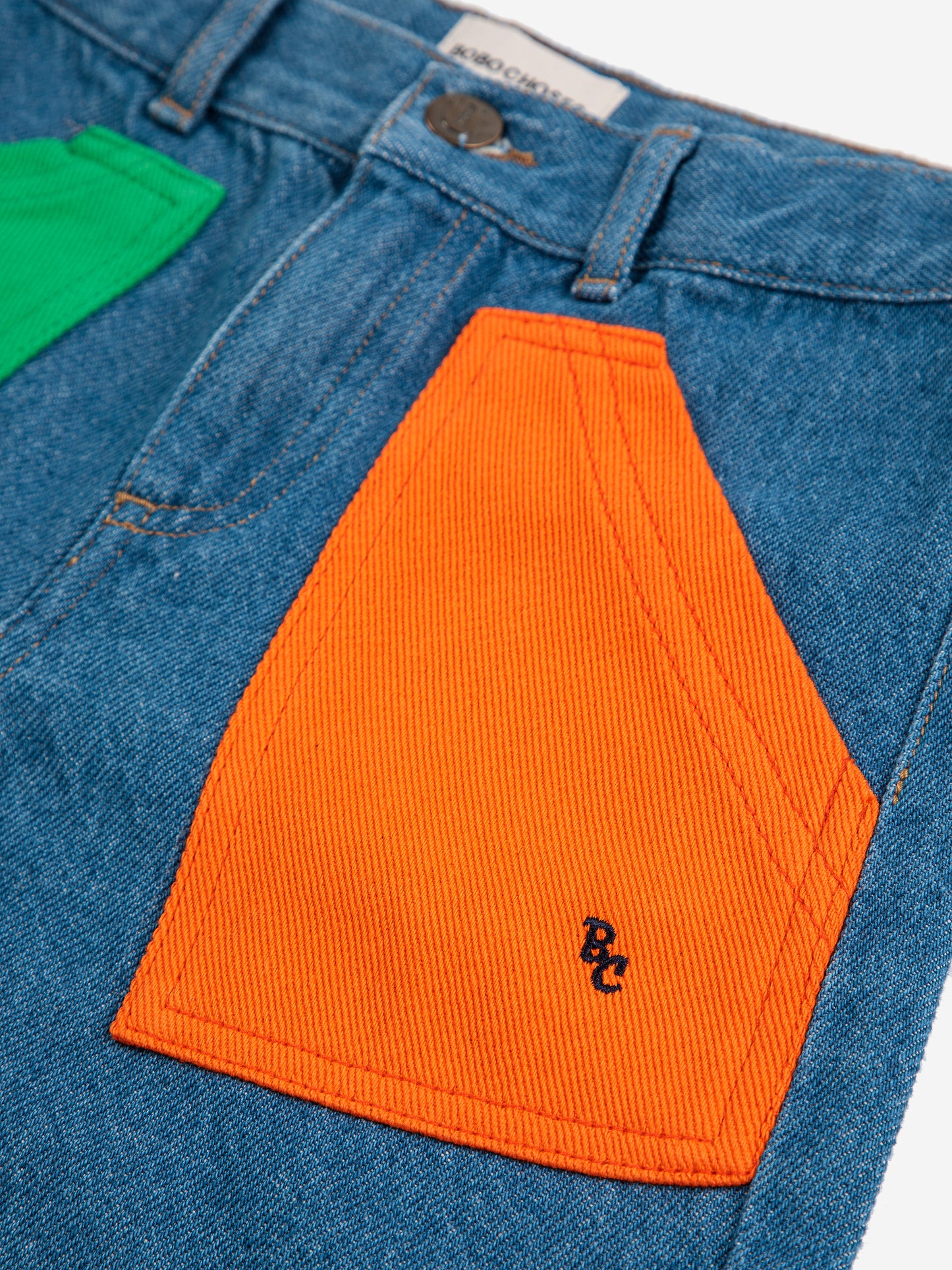 Color Block Denim Shorts