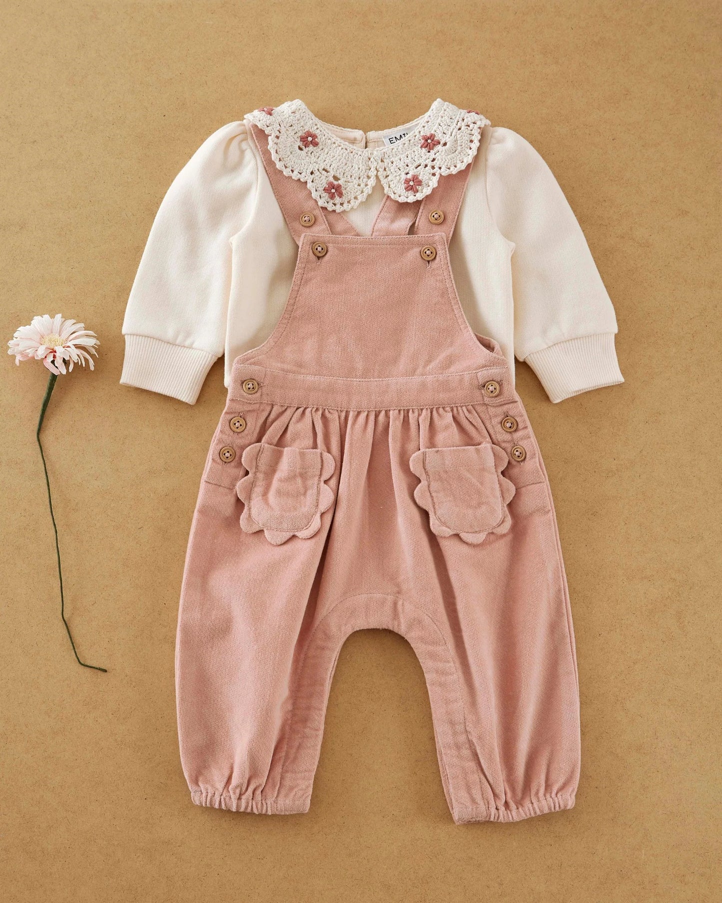 Pink Velvet Baby Overalls
