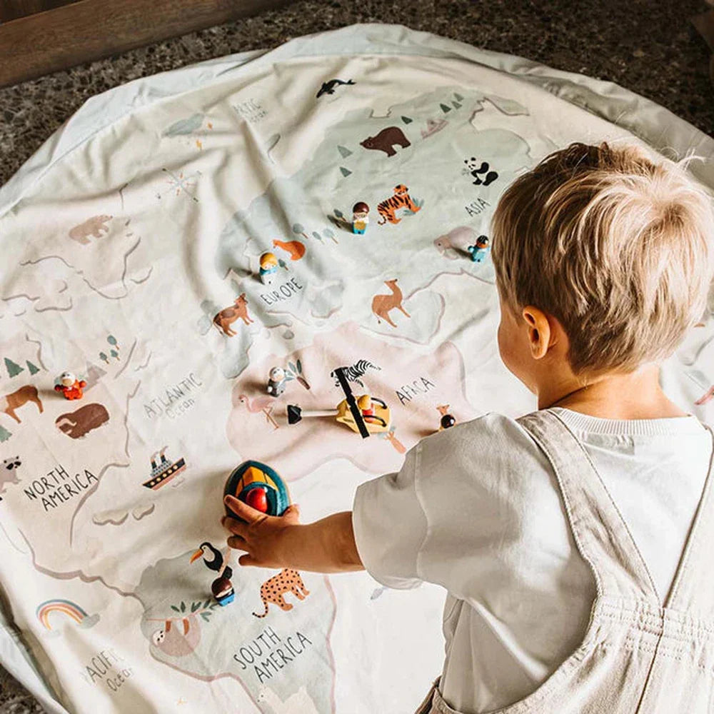 noomad: Playmat & Toy Bag - World Map Colored