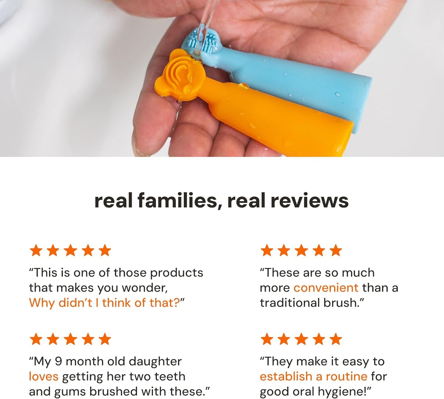 Baby Finger Brush & Tongue Scraper - blue/orange