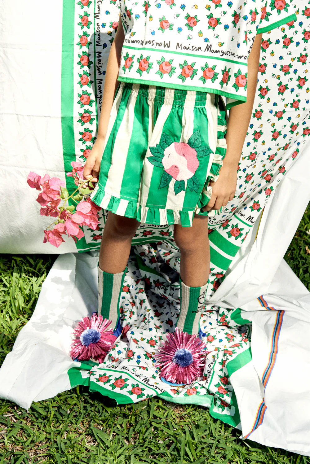 Flowers Stripes Shorts