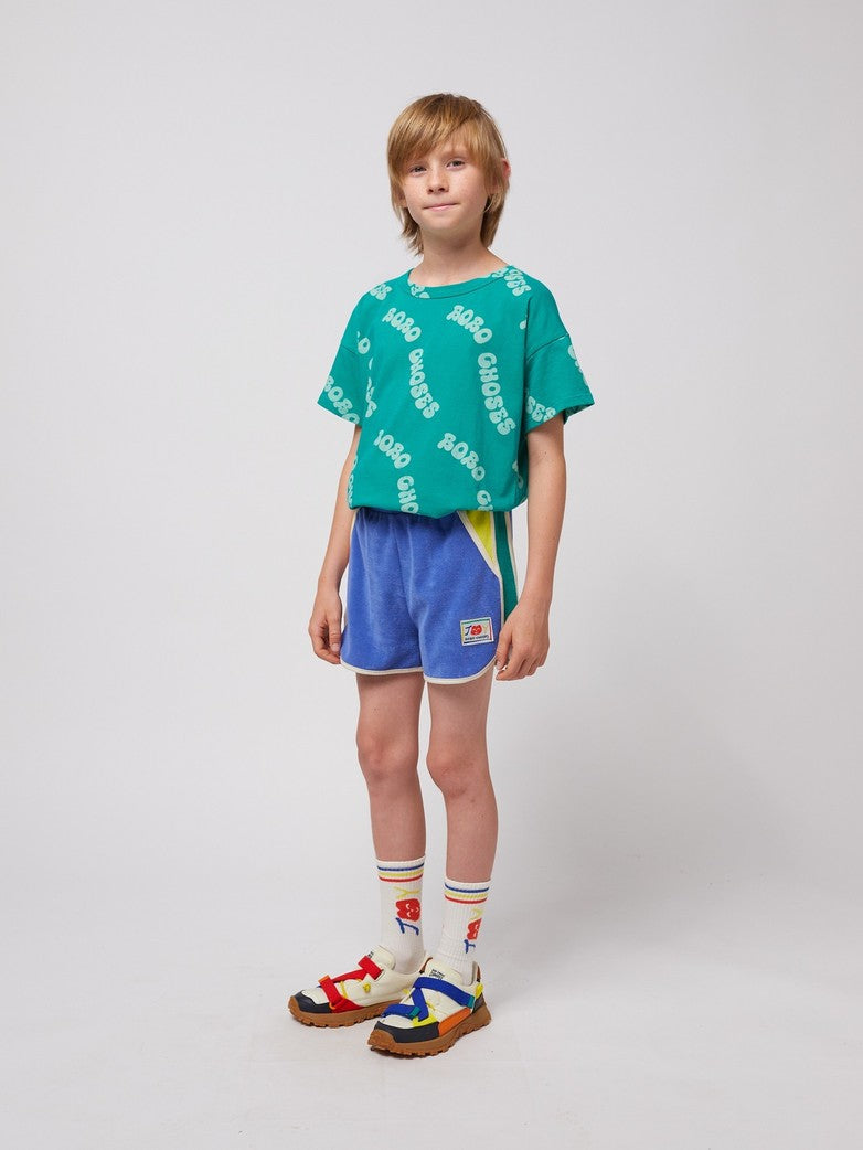 Smiling Color Block Terry Cloth Shorts