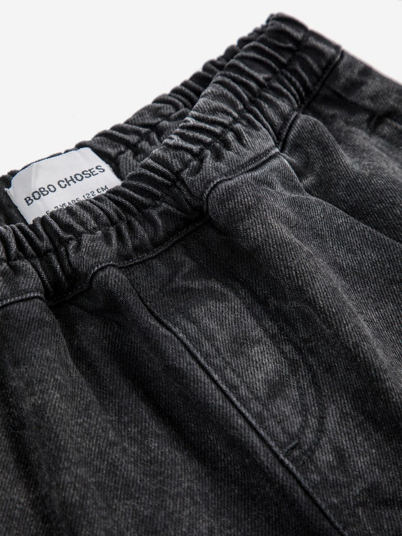 Smiling Black Denim Bermuda Shorts