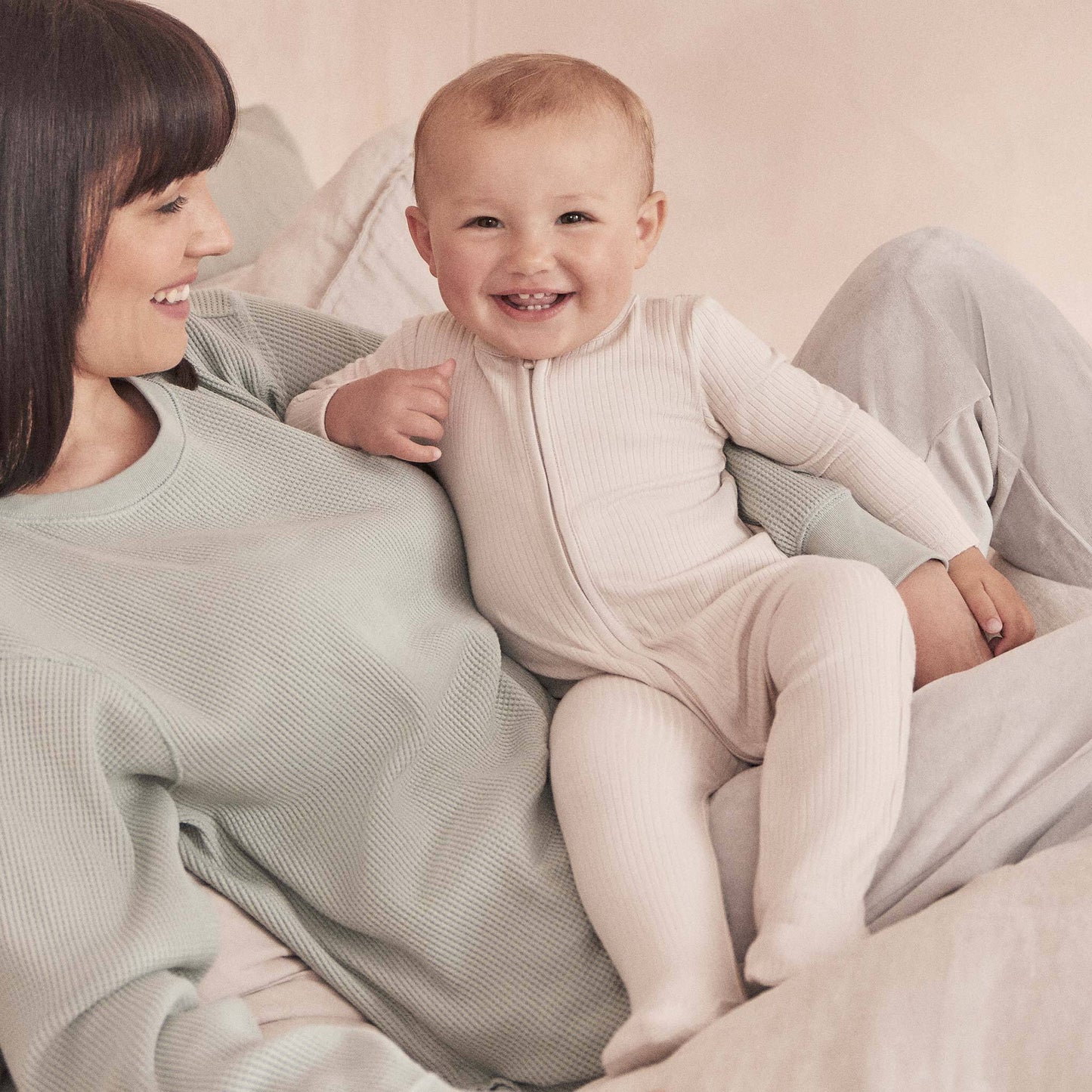 Ribbed Clever Sleepsuit - Ecru