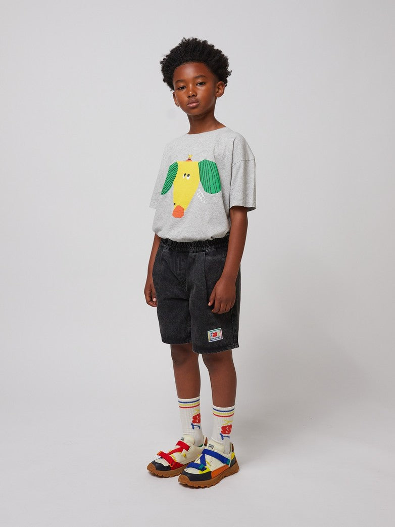 Smiling Black Denim Bermuda Shorts