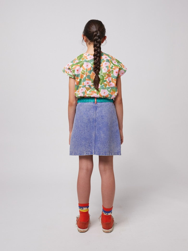 Color Block Denim Skirt