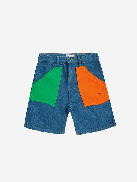 Color Block Denim Shorts