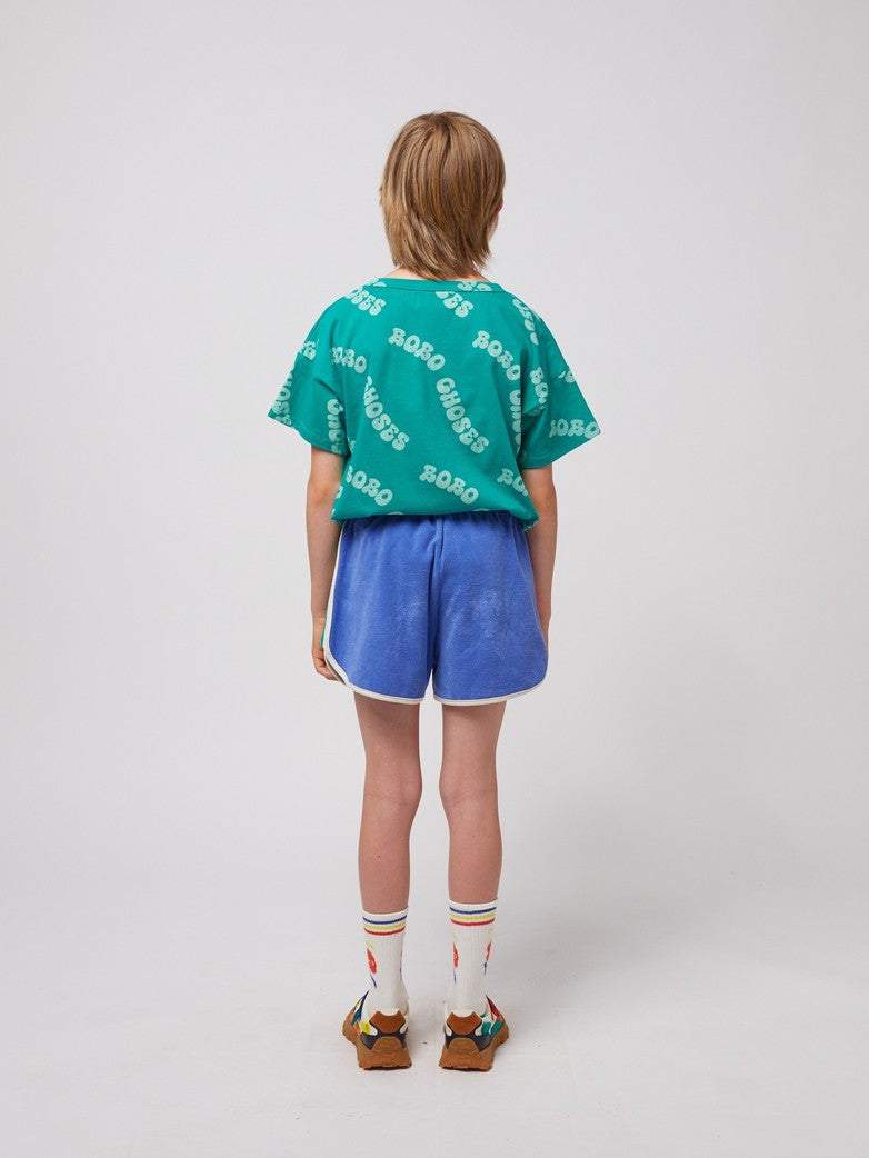 Smiling Color Block Terry Cloth Shorts