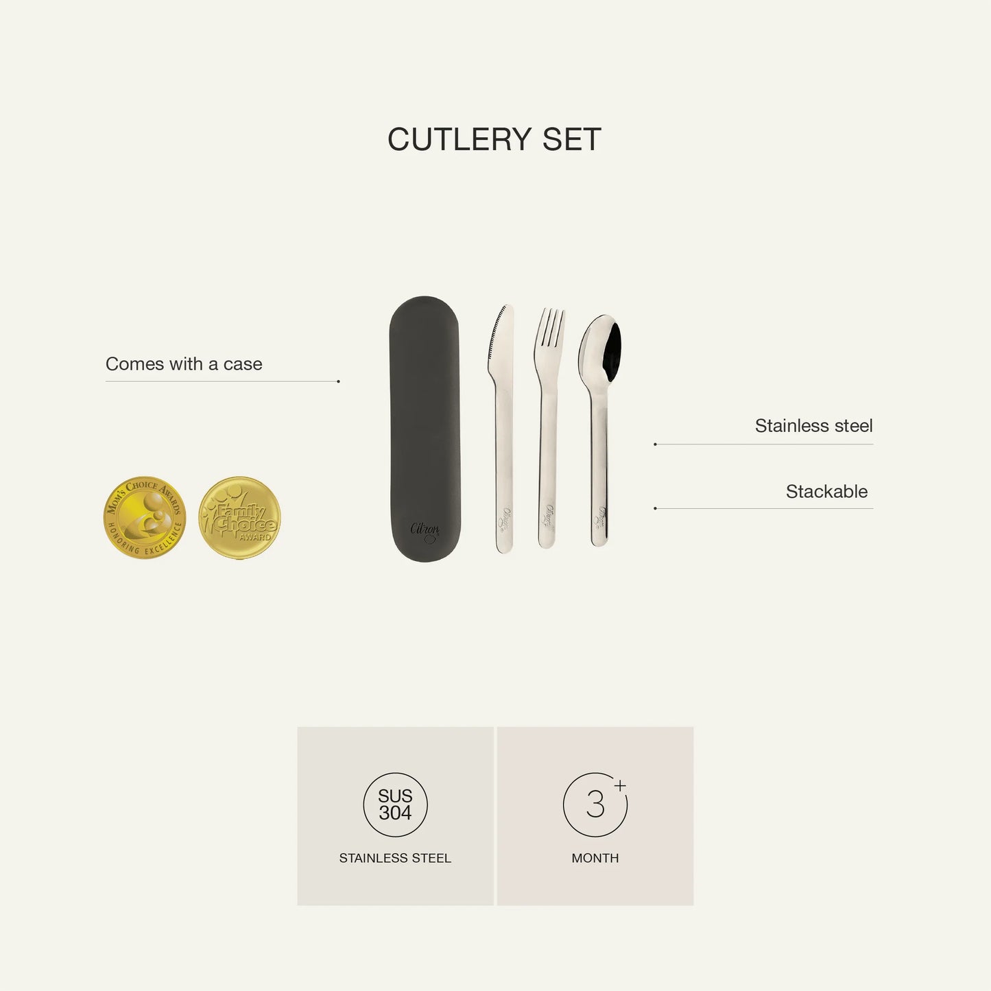 Stainless Steel Cutlery Set & Case - Unicorn Rainbow