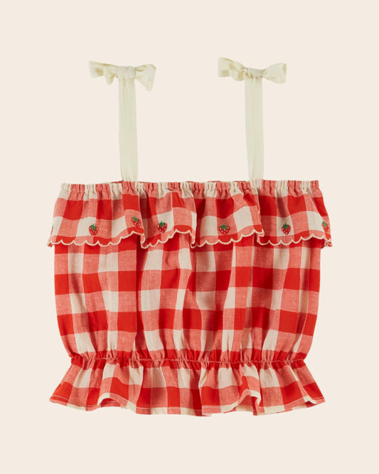 Checked Strawberry Embroidered Set