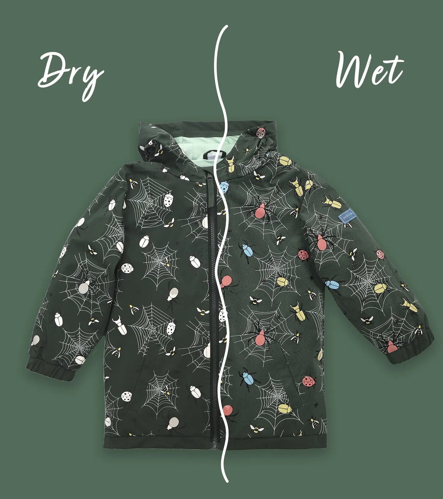 Color Changing Raincoat - Green Bugs