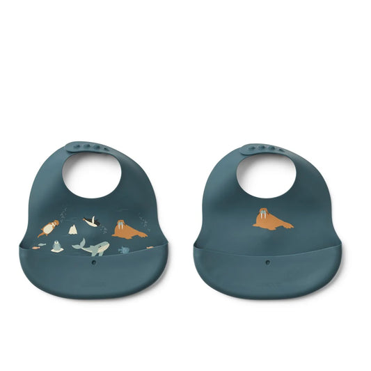 Ember Printed Bib 2-pack - Arctic Sea / Ocean View
