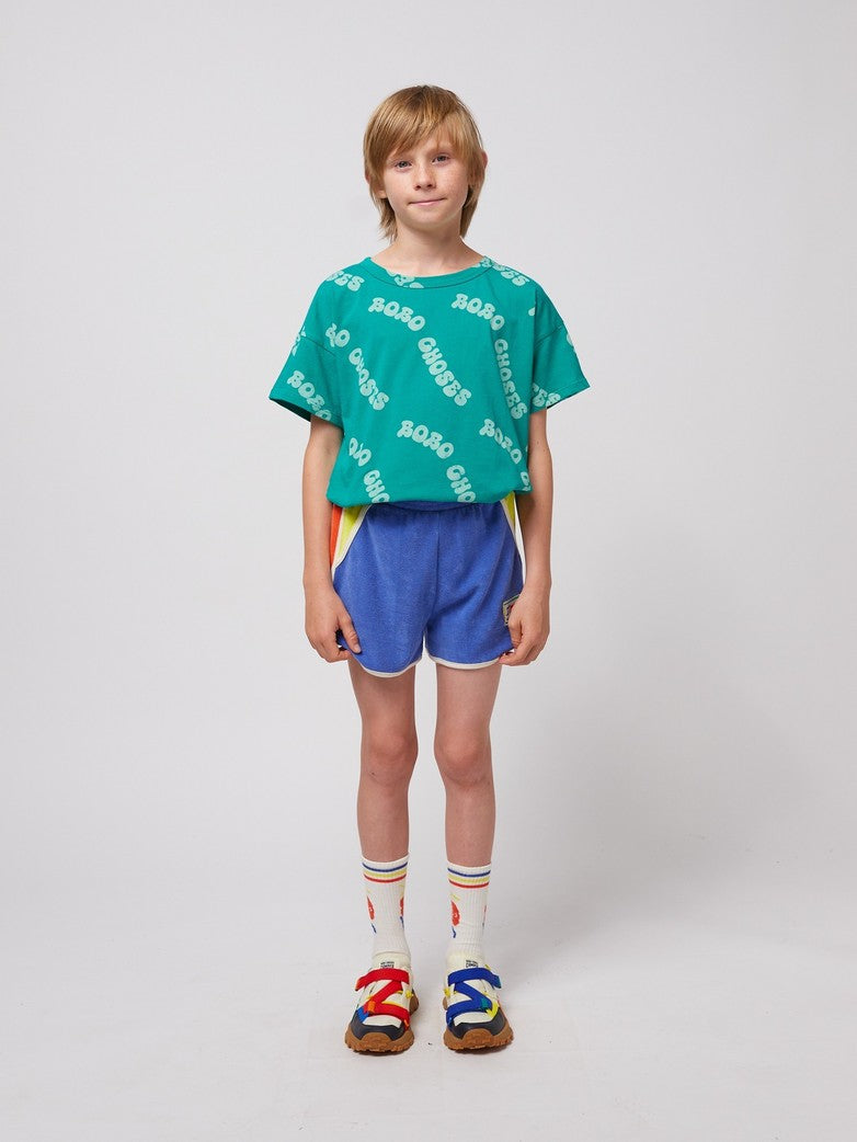 Smiling Color Block Terry Cloth Shorts