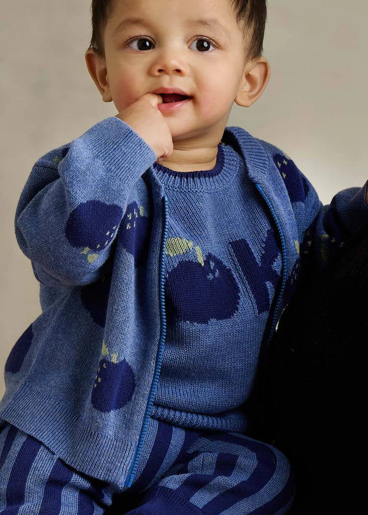 Apple Knit Cardigan - Dusty Blue
