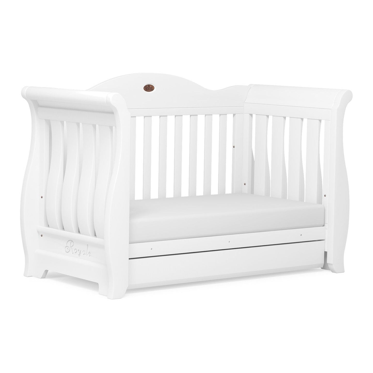 Sleigh Royale Cot Bed & Mattress - White
