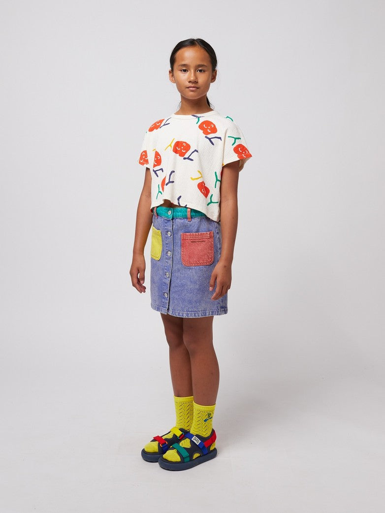 Color Block Denim Skirt