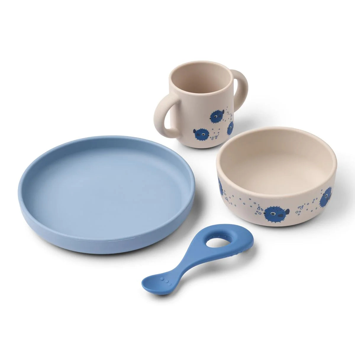 Vivi Printed Tableware Set - Pufferfish / Sandy