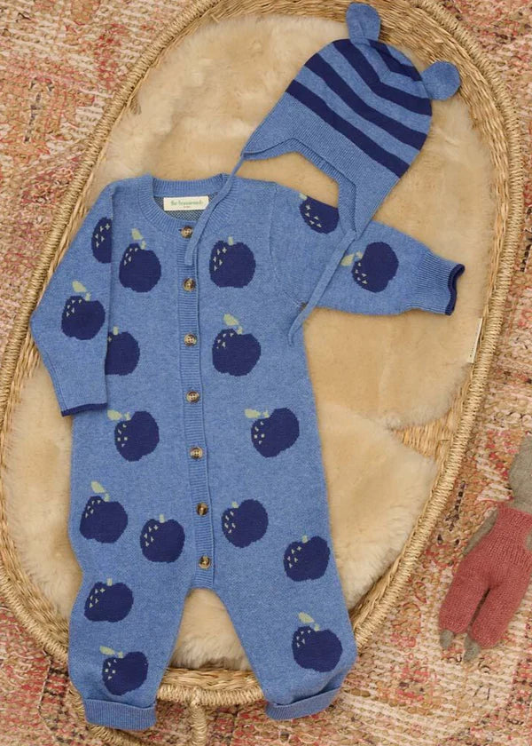 Apple Knit Baby Playsuit - Dusty Blue