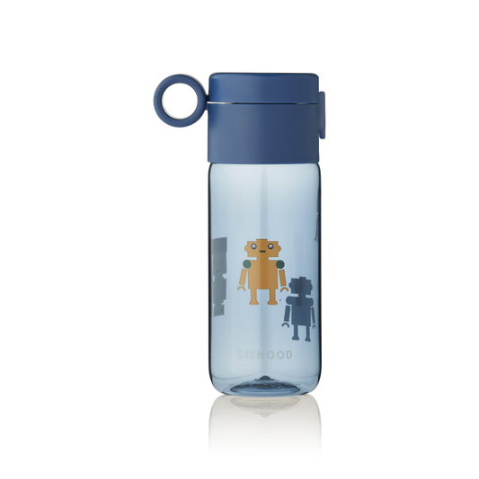 Clemence Tritan Bottle 350ml - Robots / Indigo