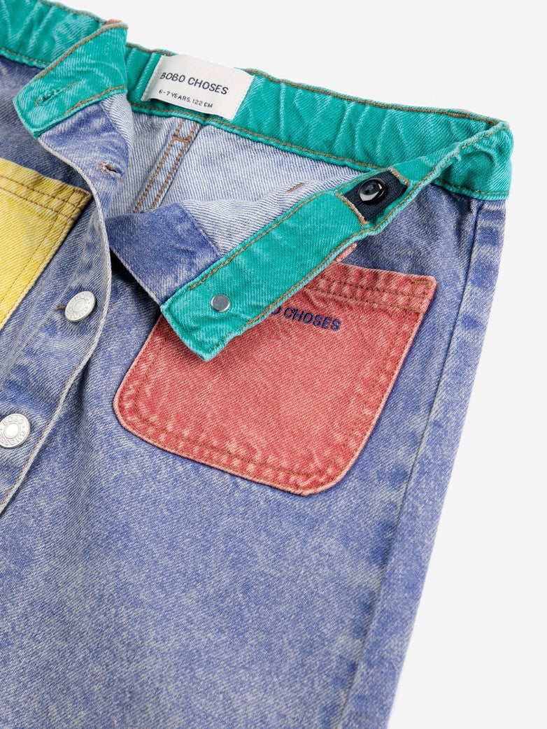 Color Block Denim Skirt