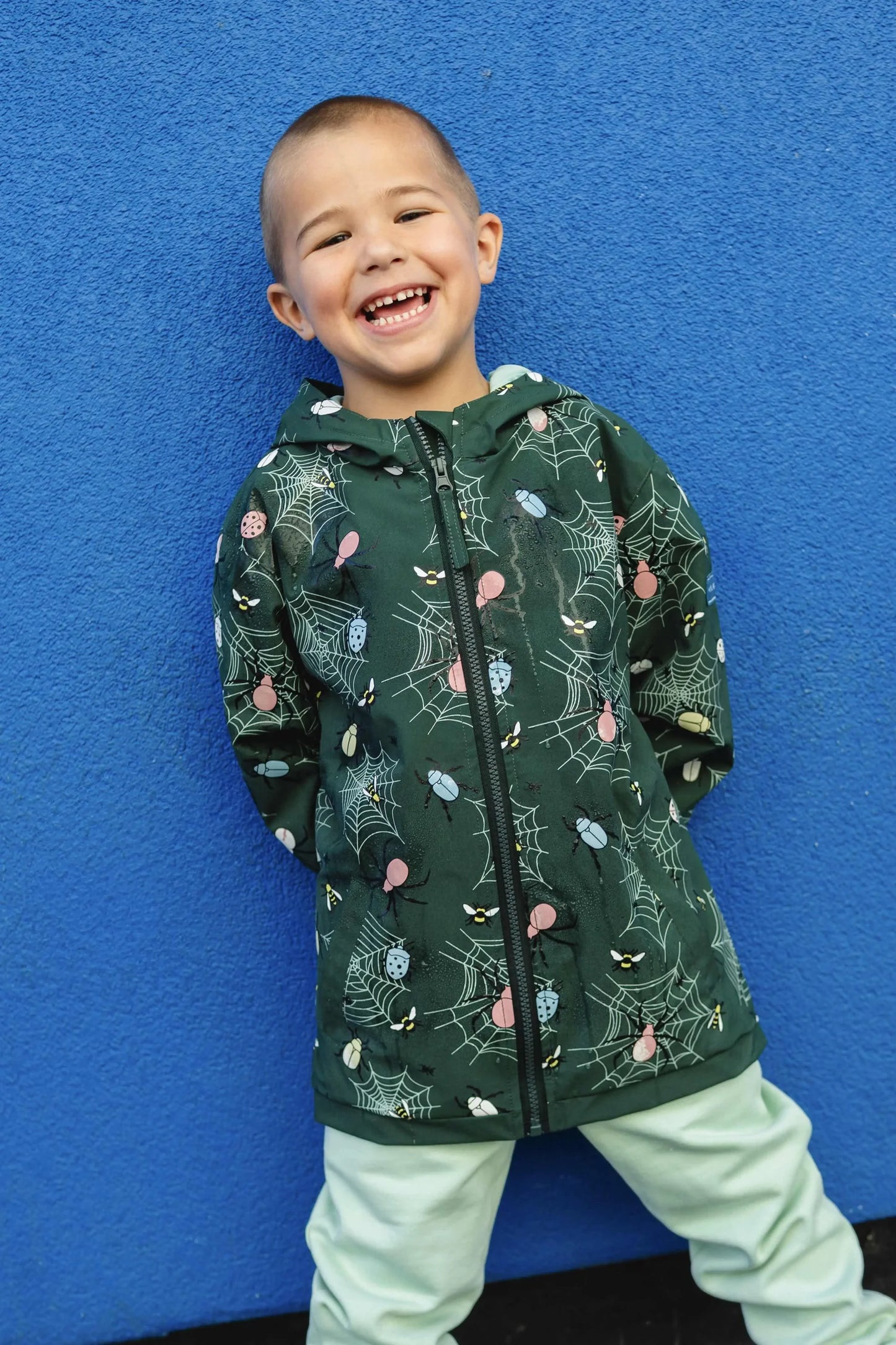Color Changing Raincoat - Green Bugs