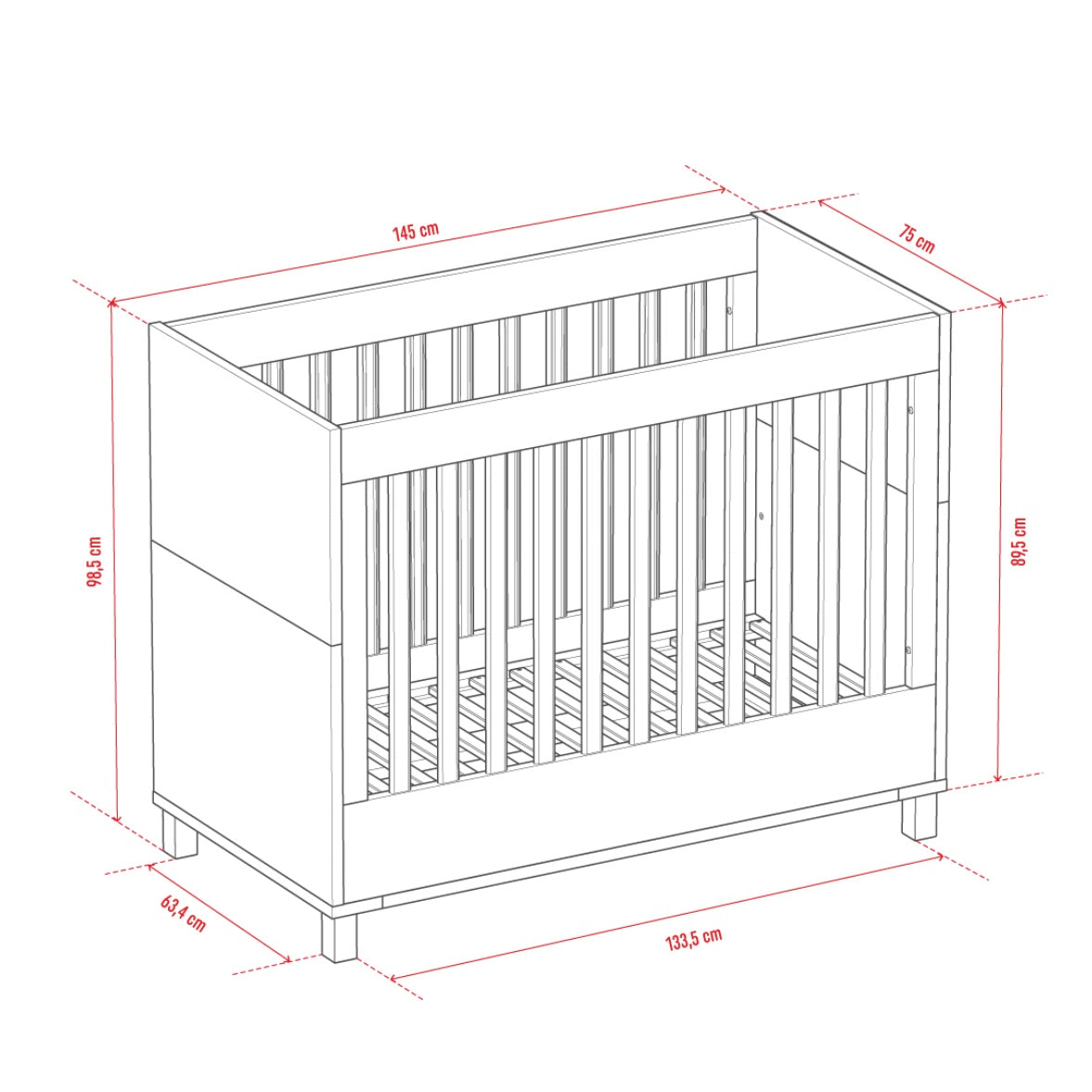 Altitude Cot Bed 70x140cm - White/Oak