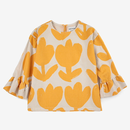 Big Flower Ruffle Blouse