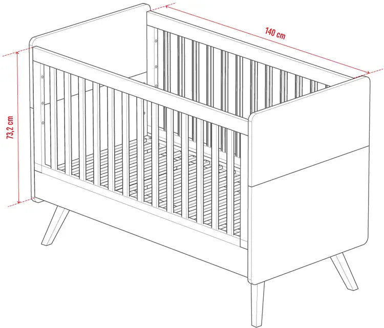 Vintage Cot Bed 70x140cm - Oak
