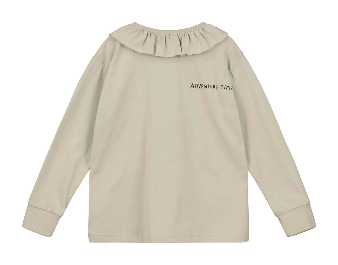 Mushroom Shape Face Frill Collar Long Sleeve T-shirt