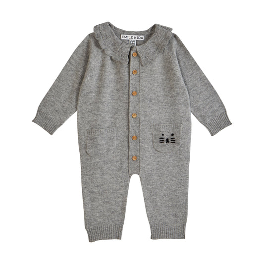 Alpaca & Merino Wool Playsuit - Grey