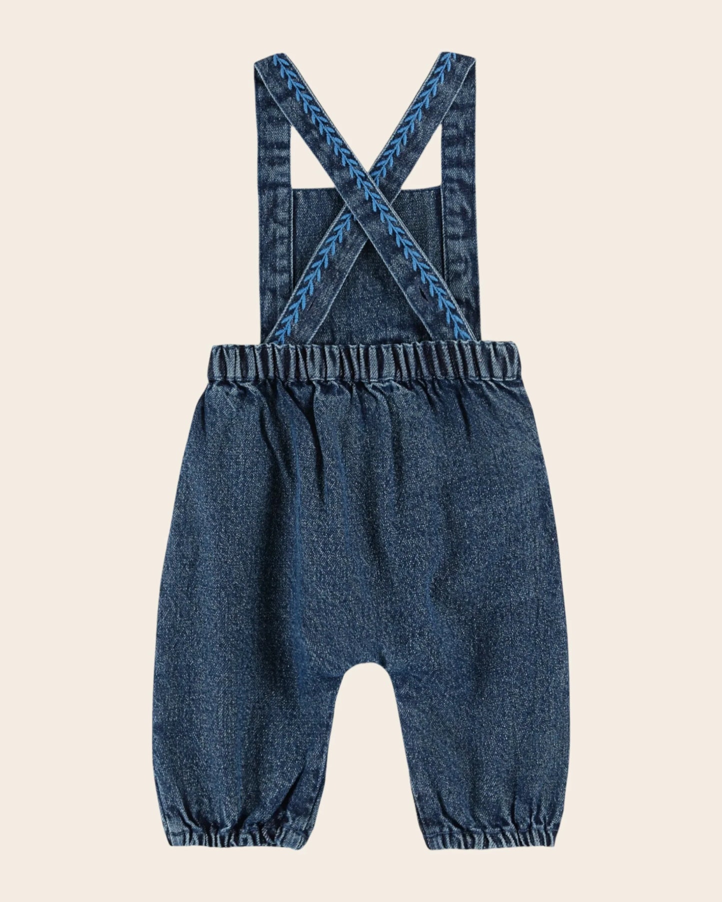 Embroidered Denim Baby Overalls