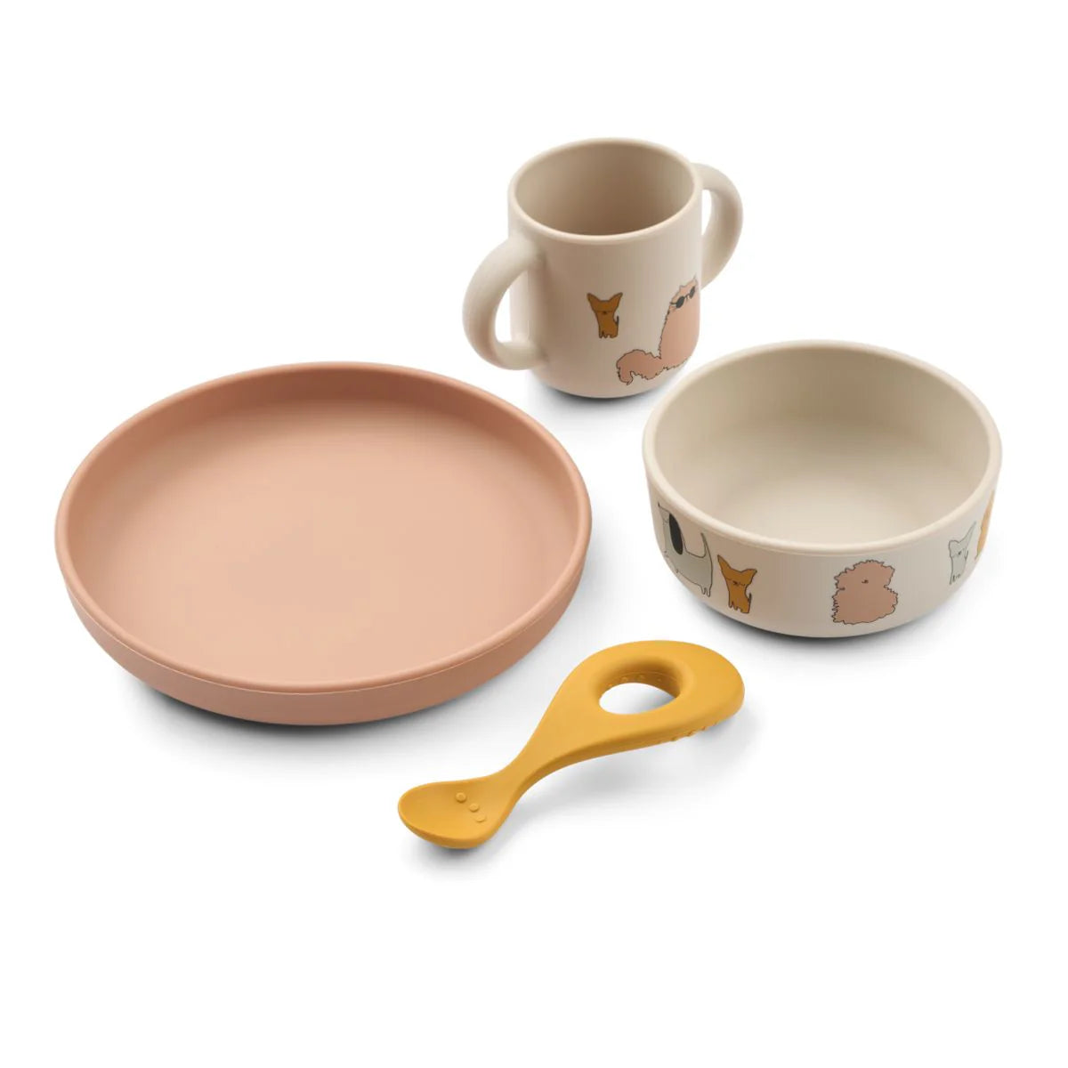 Vivi Printed Tableware Set - Cats and Dogs / Sandy