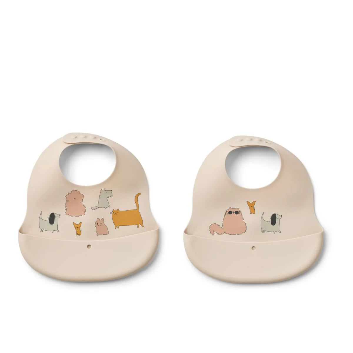 Ember Printed Bib 2-pack - Cats and Dogs / Sandy