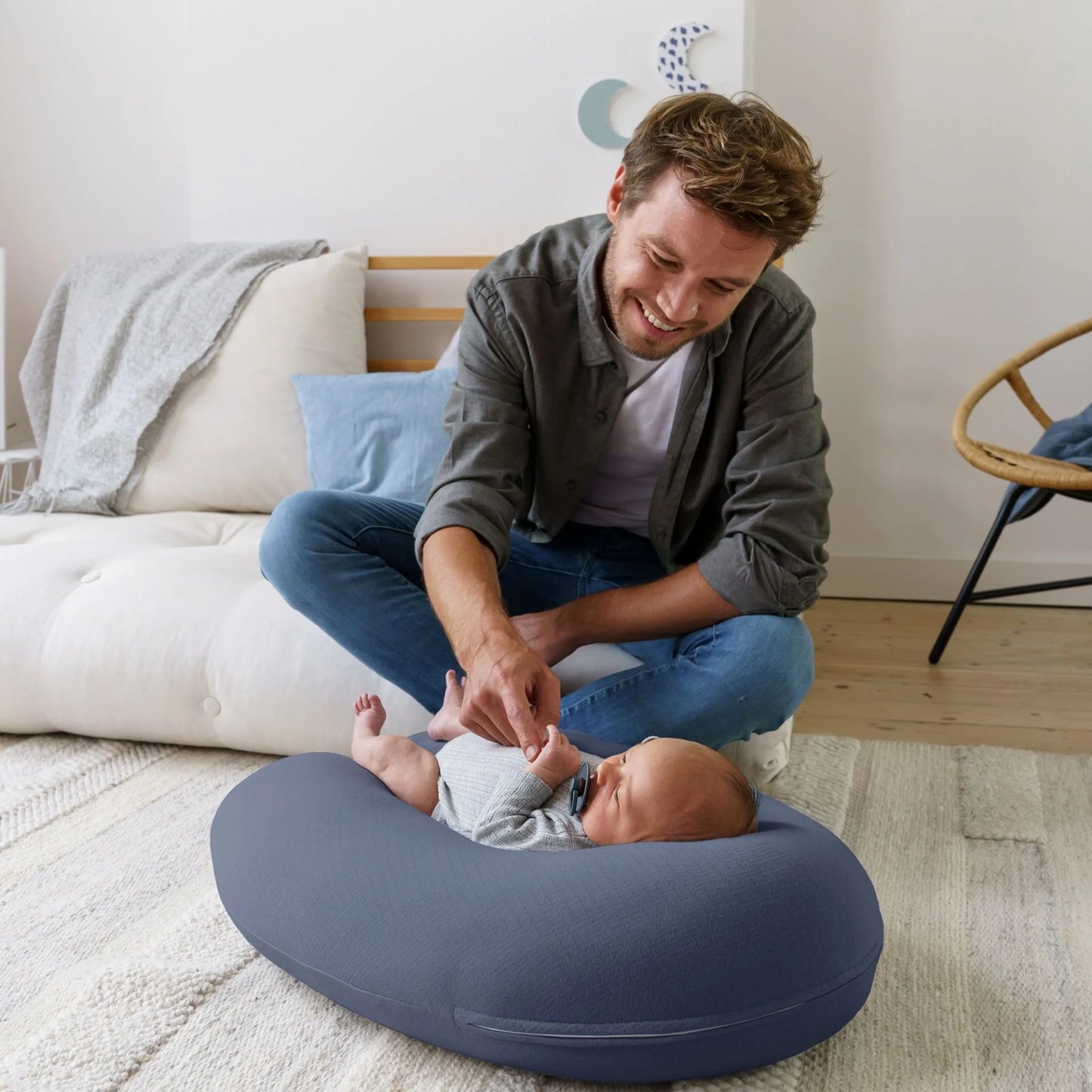Buddy Pregnancy & Nursing Pillow - Tetra Jersey Blue
