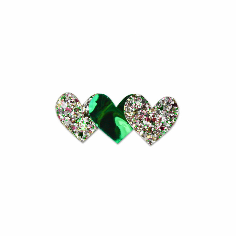 Glitter Hearts Hair Clip
