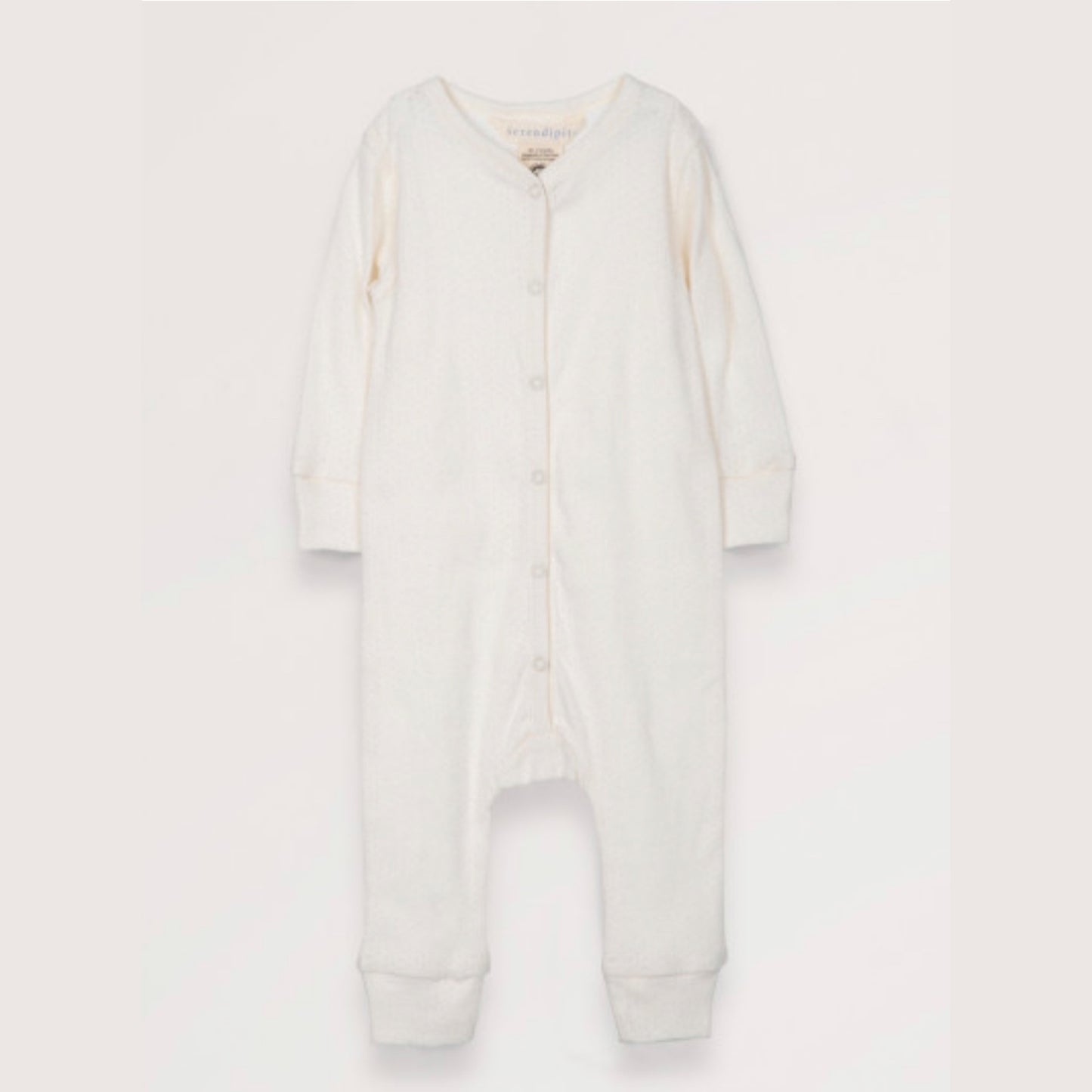 Snap Button Playsuit - Offwhite Pointelle