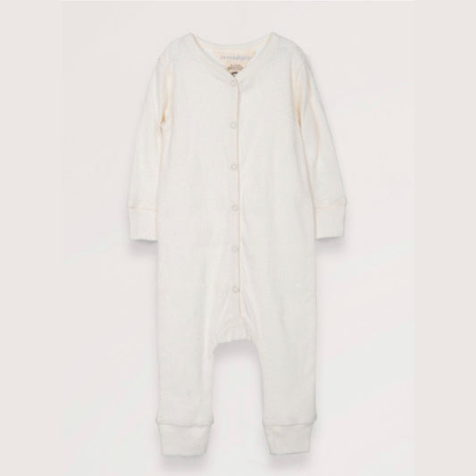 Snap Button Playsuit - Offwhite Pointelle