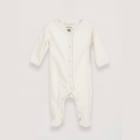 Newborn Playsuit - Offwhite Pointelle