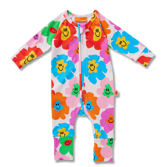 Hej Blomma! Long Sleeve Playsuit & Bib Set